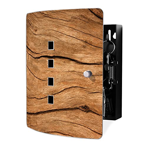 banjado® Design Schlüsselkasten aus Edelstahl mit Motiv Trockenes Holz für 10 Schlüssel - Schlüsselschrank zur Schlüssel Aufbewahrung 24 x 21,5 x 7cm groß mit praktischem Magnetverschluss von banjado