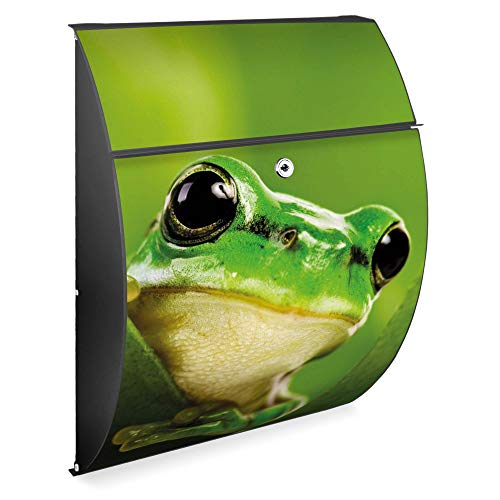 banjado Design Briefkasten - Modell Riviera 46x33,5x13cm groß - verzinkter Stahl anthrazit - Postkasten Öffnungsstopp großer A4 Einwurf Zylinderschloss 2 Schlüssel - Motiv Frosch banjado Design Briefkasten - Modell Riviera 46x33,5x13cm groß - verzinkter Stahl anthrazit - Postkasten Öffnungsstopp großer A4 Einwurf Zylinderschloss 2 Schlüssel - Motiv Frosch von banjado