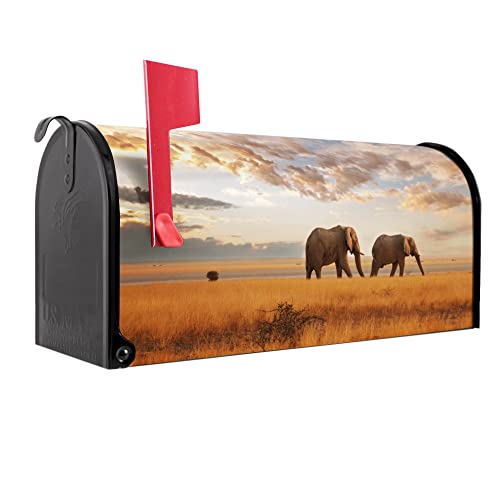 banjado® Amerikanischer Briefkasten - US Mailbox/Letterbox mit Motiv Elefanten 51x22x17cm - Postkasten Stahl aus Amerika – Briefkasten amerikanisch pulverbeschichtet von banjado
