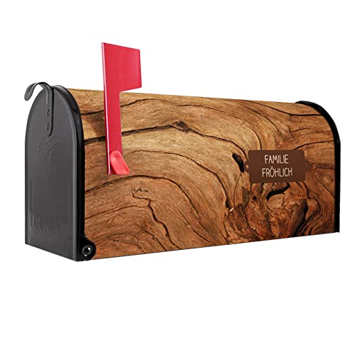 banjado® Amerikanischer Briefkasten - US Mailbox/Letterbox mit Motiv Trockenes Holz 51x22x17cm - Postkasten Stahl aus Amerika – Briefkasten amerikanisch pulverbeschichtet von banjado