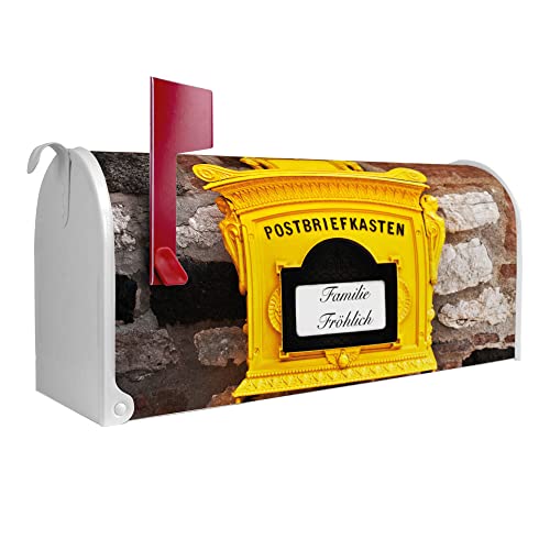 banjado® Amerikanischer Briefkasten individualisiert - US Mailbox/Letterbox mit Motiv Historische Post 51x22x17cm - Postkasten Stahl aus Amerika – Briefkasten amerikanisch pulverbeschichtet von banjado