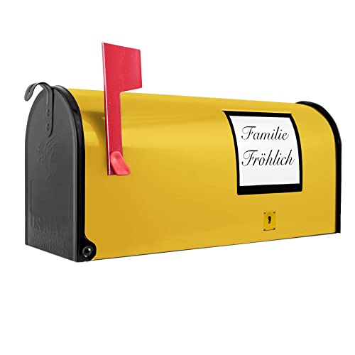 banjado® Amerikanischer Briefkasten individualisiert - US Mailbox/Letterbox mit Motiv Post Gelb 51x22x17cm - Postkasten Stahl aus Amerika – Briefkasten amerikanisch pulverbeschichtet von banjado