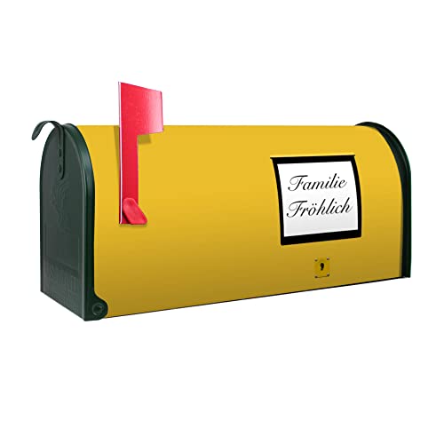 banjado® Amerikanischer Briefkasten individualisiert - US Mailbox/Letterbox mit Motiv Post Gelb 51x22x17cm - Postkasten Stahl aus Amerika – Briefkasten amerikanisch pulverbeschichtet von banjado