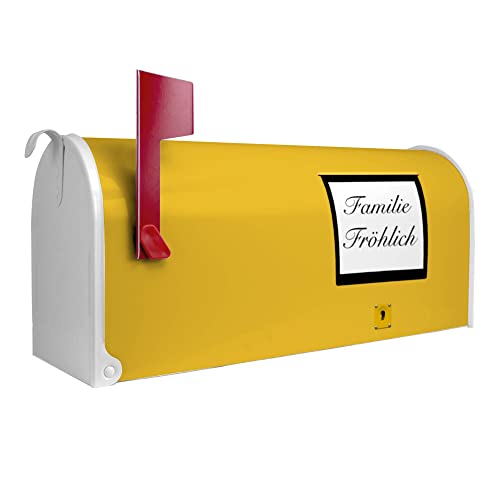 banjado® Amerikanischer Briefkasten individualisiert - US Mailbox/Letterbox mit Motiv Post Gelb 51x22x17cm - Postkasten Stahl aus Amerika – Briefkasten amerikanisch pulverbeschichtet von banjado