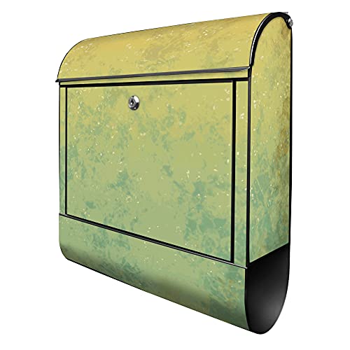 banjado® Design Briefkasten mit Motiv WT Vintage Messing 39x47x14cm & 2 Schlüssel - Briefkasten Stahl schwarz mit Zeitungsfach pulverbeschichtet - Postkasten A4 Einwurf inkl. Montagematerial von banjado