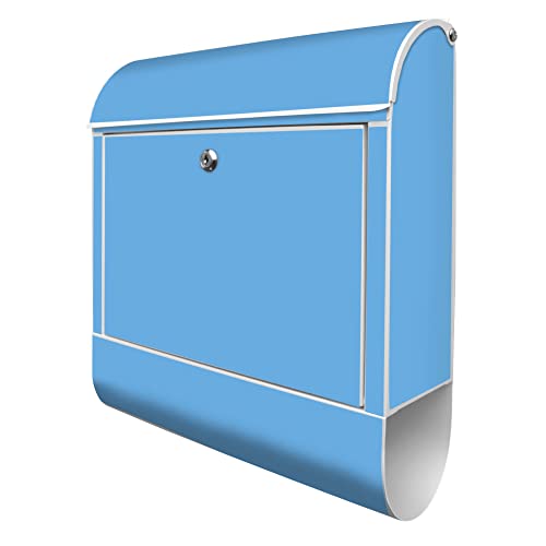 banjado® Design Briefkasten mit Pastellblau 38,5x46,5x13cm & 2 Schlüssel - Briefkasten Stahl weiß mit Zeitungsfach pulverbeschichtet - Postkasten A4 Einwurf inkl. Montagematerial von banjado