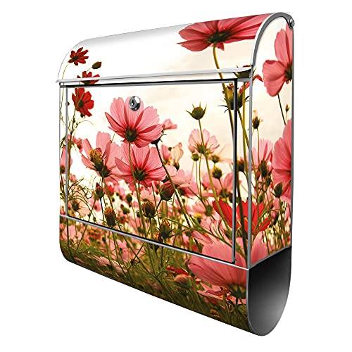 banjado® Design Briefkasten mit Schmuckkörbchen 38,5x46,5x13cm & 2 Schlüssel - Briefkasten Stahl Silber mit Zeitungsfach pulverbeschichtet - Postkasten A4 Einwurf inkl. Montagematerial von banjado