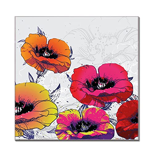 banjado® Glas Magnettafel mit 4 Magneten - Magnetwand 75x50cm mit Motiv Schwingender Mohn - Memoboard/Pinnwand magnetisch, beschreibbar, perfekt für die Küche - Magnetboard auch als Wandbild/Wandtafel von banjado