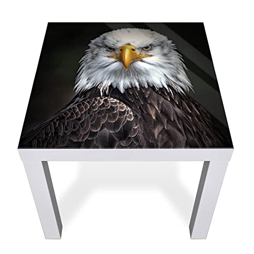 banjado® Glasplatte mit Motiv Adler für Tisch 55 x 55 cm/Tischplatte aus Sicherheitsglas kompatibel mit IKEA Tisch Lack/Tischplatte Glas für Beistelltisch, Couchtisch/Tisch Platte von banjado