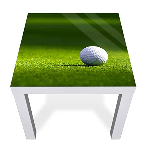 banjado® Glasplatte mit Motiv Einsamer Golfball für Tisch 55 x 55 cm/Tischplatte aus Sicherheitsglas kompatibel mit IKEA Tisch Lack/Tischplatte Glas für Beistelltisch, Couchtisch/Tisch Platte von banjado