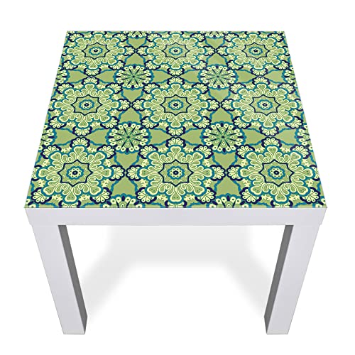 banjado® Glasplatte mit Motiv Kaleidoscop Grün für Tisch 55 x 55 cm/Tischplatte aus Sicherheitsglas kompatibel mit IKEA Tisch Lack/Tischplatte Glas für Beistelltisch, Couchtisch/Tisch Platte von banjado