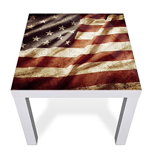 banjado® Glasplatte mit Motiv United States für Tisch 55 x 55 cm/Tischplatte aus Sicherheitsglas kompatibel mit IKEA Tisch Lack/Tischplatte Glas für Beistelltisch, Couchtisch/Tisch Platte von banjado
