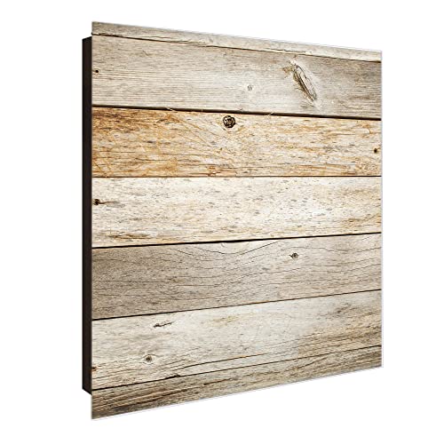 banjado® Großer Schlüsselkasten Glas/Schlüsselbox 30cm x 30cm mit 50 Haken - Motiv Graues Holz/Schlüsselkasten modern für Schlüsselaufbewahrung mit beschreibbarer, magnetischer Glastür von banjado