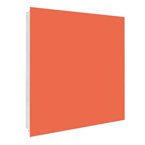 banjado® Großer Schlüsselkasten Glas/Schlüsselbox 30cm x 30cm mit 50 Haken - Motiv Orange/Schlüsselkasten modern für Schlüsselaufbewahrung mit beschreibbarer, magnetischer Glastür von banjado