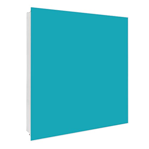 banjado® Großer Schlüsselkasten Glas/Schlüsselbox 30cm x 30cm mit 50 Haken - Motiv Türkis/Schlüsselkasten modern für Schlüsselaufbewahrung mit beschreibbarer, magnetischer Glastür von banjado