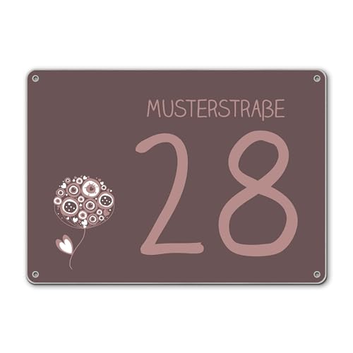 banjado® Hausnummernschild personalisierbar Motiv WT Liebeserklärung - Hausschild personalisiert Draußen mit Straßennamen möglich - Hausnummernschild Edelstahl versch. Motive - inkl. Montagematerial von banjado