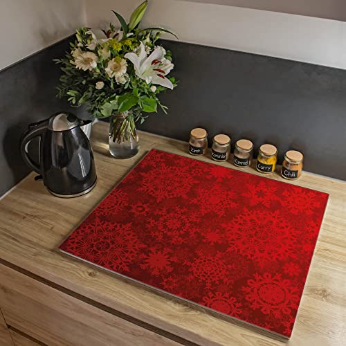 banjado® Herdabdeckplatte Glas 1-teilig 60x52 cm/Schneidebrett Herdabdeckung mit Motiv Rote Weihnachten/Herdabdeckplatten Ceranfeld 1teilig / Schneidebrett Glas individuell einsetzbar von banjado