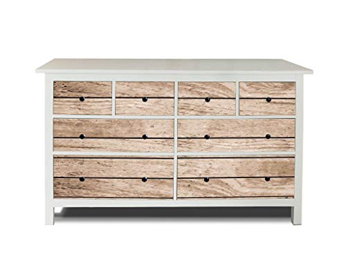 banjado® Möbelfolie selbstklebend für die IKEA Hemnes Kommode Schubladen - Schrankfolien selbstklebend mit Motiv Blasse Holzlatten/Möbelfolie Hemnes für Kinder von banjado