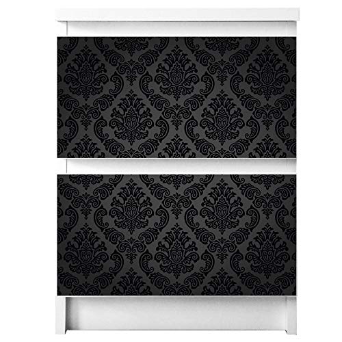 banjado® Möbelfolie selbstklebend für die IKEA Malm Kommode 2 Schubladen - Schrankfolien selbstklebend mit Motiv Black Deluxe/Möbelfolie Malm für Kinder von banjado