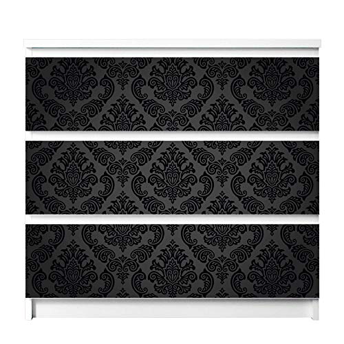 banjado® Möbelfolie selbstklebend für die IKEA Malm Kommode 3 Schubladen - Schrankfolien selbstklebend mit Motiv Black Deluxe/Möbelfolie Malm für Kinder von banjado