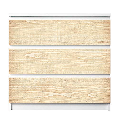 banjado® Möbelfolie selbstklebend für die IKEA Malm Kommode 3 Schubladen - Schrankfolien selbstklebend mit Motiv Bretter/Möbelfolie Malm für Kinder von banjado