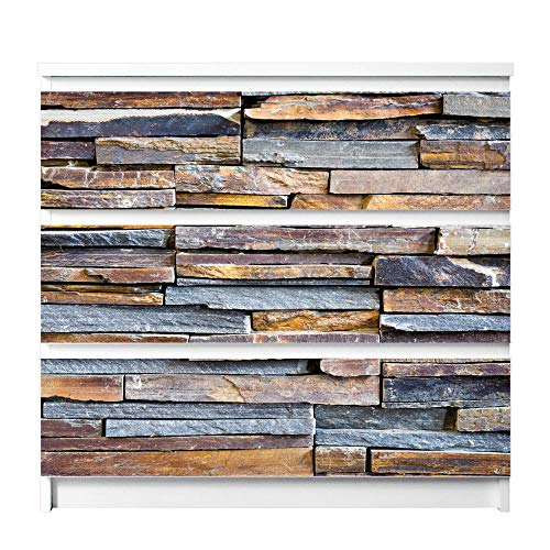 banjado® Möbelfolie selbstklebend für die IKEA Malm Kommode 3 Schubladen - Schrankfolien selbstklebend mit Motiv Naturstein/Möbelfolie Malm für Kinder von banjado