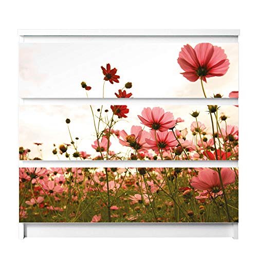 banjado® Möbelfolie selbstklebend für die IKEA Malm Kommode 3 Schubladen - Schrankfolien selbstklebend mit Motiv Schmuckkörbchen/Möbelfolie Malm für Kinder von banjado