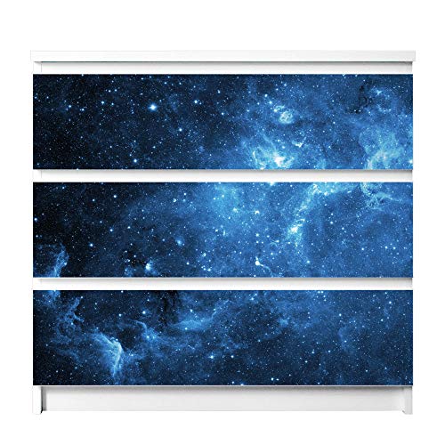 banjado® Möbelfolie selbstklebend für die IKEA Malm Kommode 3 Schubladen - Schrankfolien selbstklebend mit Motiv Universum/Möbelfolie Malm für Kinder von banjado