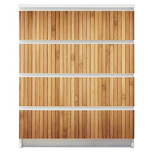 banjado® Möbelfolie selbstklebend für die IKEA Malm Kommode 4 Schubladen - Schrankfolien selbstklebend mit Motiv Bambusholz/Möbelfolie Malm für Kinder von banjado