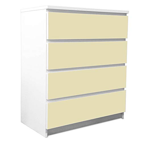banjado® Möbelfolie selbstklebend für die IKEA Malm Kommode 4 Schubladen - Schrankfolien selbstklebend mit Motiv Beige/Möbelfolie Malm für Kinder von banjado