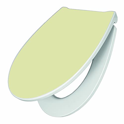 banjado® Premium Toilettendeckel mit Absenkautomatik 44x37cm mit Motiv Beige - WC Brille Soft Close - hygienischer Toilettendeckel/Klodeckel Duroplast mit Edelstahl Scharnieren von banjado