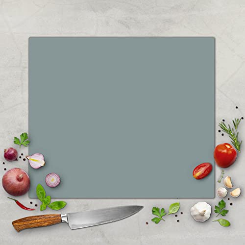 banjado Schneidebrett Glas mit Motiv Grau - großes einteiliges Glasschneidebrett rechteckig 60 cm x 52 cm - auch verwendbar als Schneidebrett Herdabdeckung von banjado
