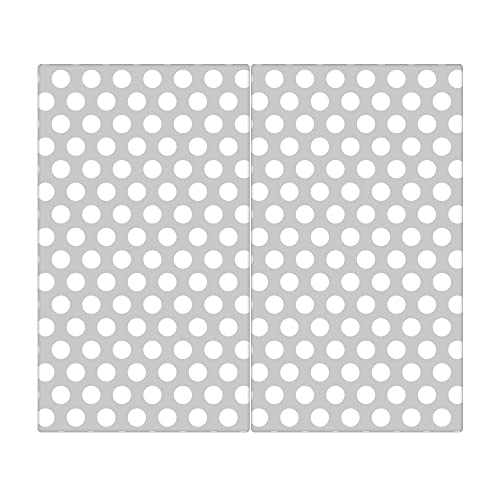 banjado Schneidebrett Glas mit Motiv Punkte Grau - großes zweiteiliges Glasschneidebrett rechteckig 2 x 30 cm x 52 cm - auch verwendbar als Schneidebrett Herdabdeckung von banjado