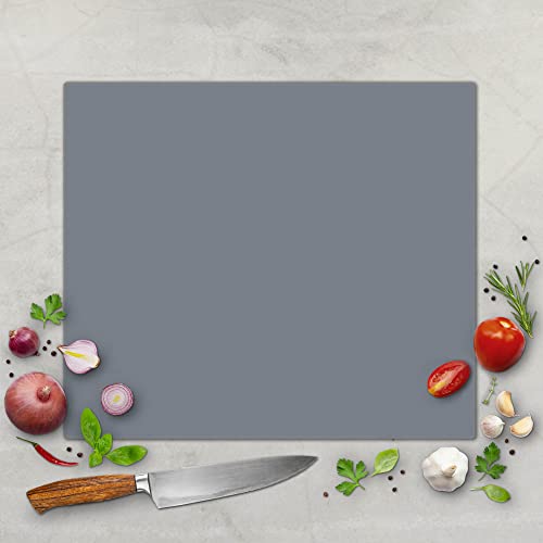 banjado® Schneidebrett Glas mit Motiv Silber Metallic/großes Glasschneidebrett/Schneidebrett mit Bild auch verwendbar als Herdabdeckplatte Glas/Schneidebrett Herdabdeckung von banjado
