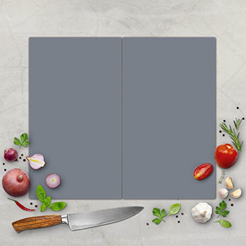 banjado® Schneidebrett Glas mit Motiv Silber Metallic/großes Glasschneidebrett/Schneidebrett mit Bild auch verwendbar als Herdabdeckplatte Glas/Schneidebrett Herdabdeckung von banjado