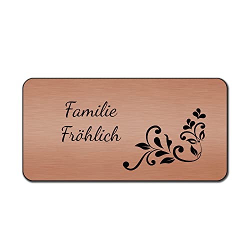 banjado® Türschild personalisiert/Graviertes Klingelschild selbstklebend oder als Namensschild Briefkasten versch. Größen & Designs/Hausschild personalisiert für Draußen mit Namen Kupfer von banjado