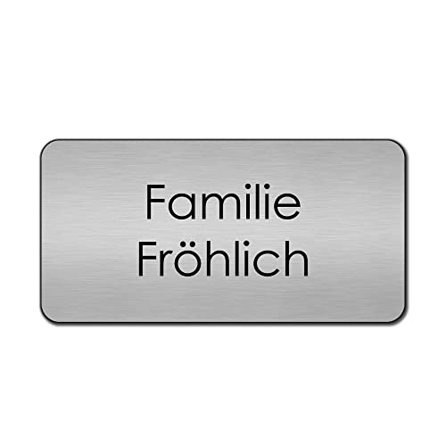 banjado® Türschild personalisiert/Graviertes Klingelschild selbstklebend oder als Namensschild Briefkasten versch. Größen & Designs/Hausschild personalisiert für Draußen mit Namen Edelstahl von banjado