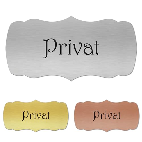 banjado® Türschild privat selbstklebend/Graviertes Schild Privat Privat 3 24x12cm / Geeignet als Türschild Büro oder Badezimmer Schild/Privat Schild in Edelstahl Optik/Toilettenschild von banjado