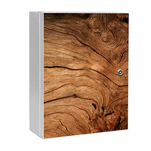 banjado Medizinschrank abschliessbar mit Motiv Trockenes Holz 35x46x15cm - großer Arzneischrank für die Hausaphotheke - Medikamentenschrank aus Metall zur Medikamenten Aufbewahrung von banjado