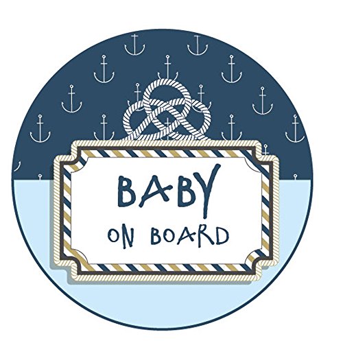 banjado® personalisierbarer Baby an Bord Aufkleber selbstklebend - mit Motiv Anker - wetterfester und UV-Beständiger Autoaufkleber von banjado