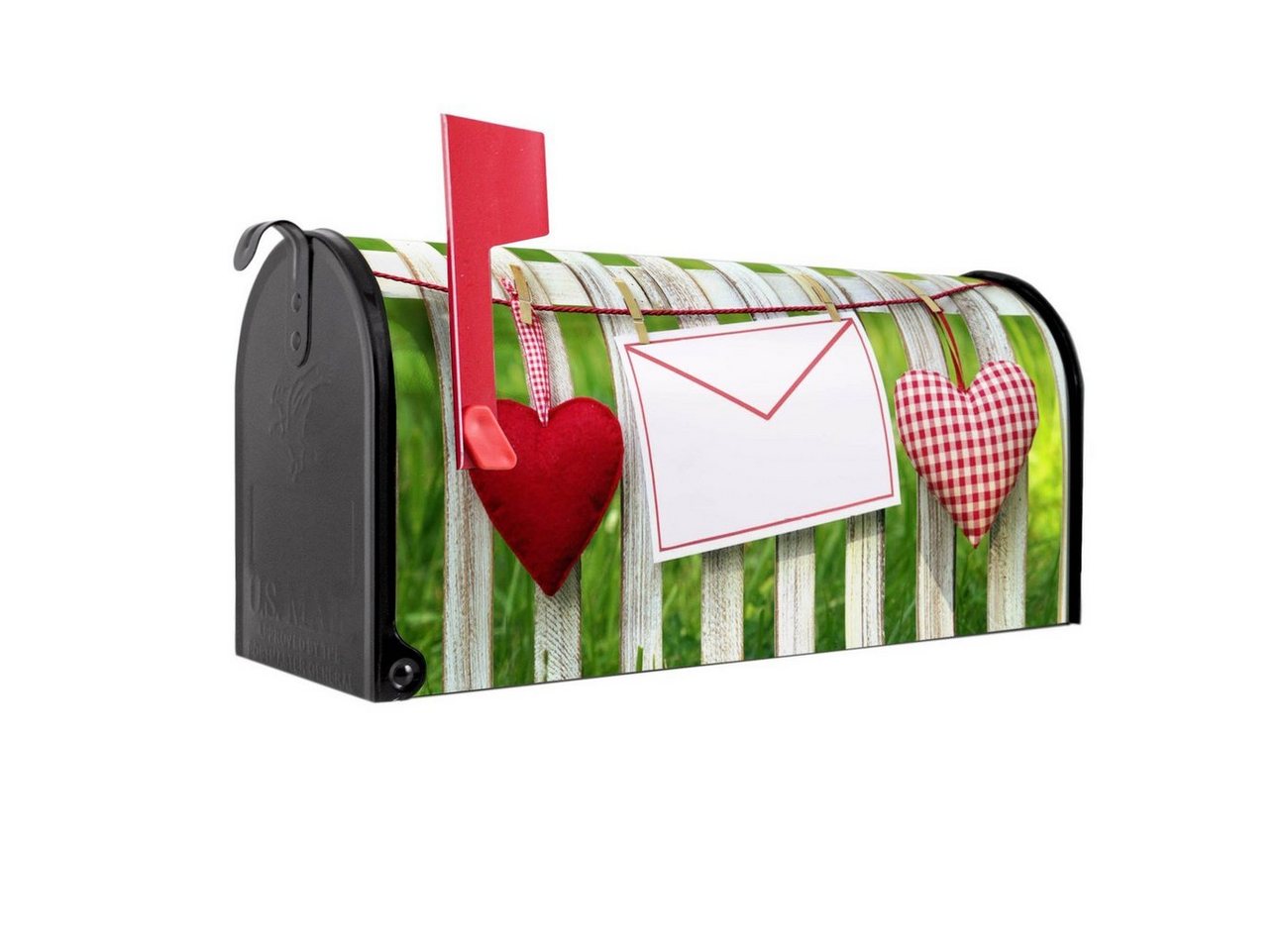 banjado Amerikanischer Briefkasten Mailbox Gartenzaun (Amerikanischer Briefkasten, original aus Mississippi USA), 22 x 17 x 51 cm von banjado