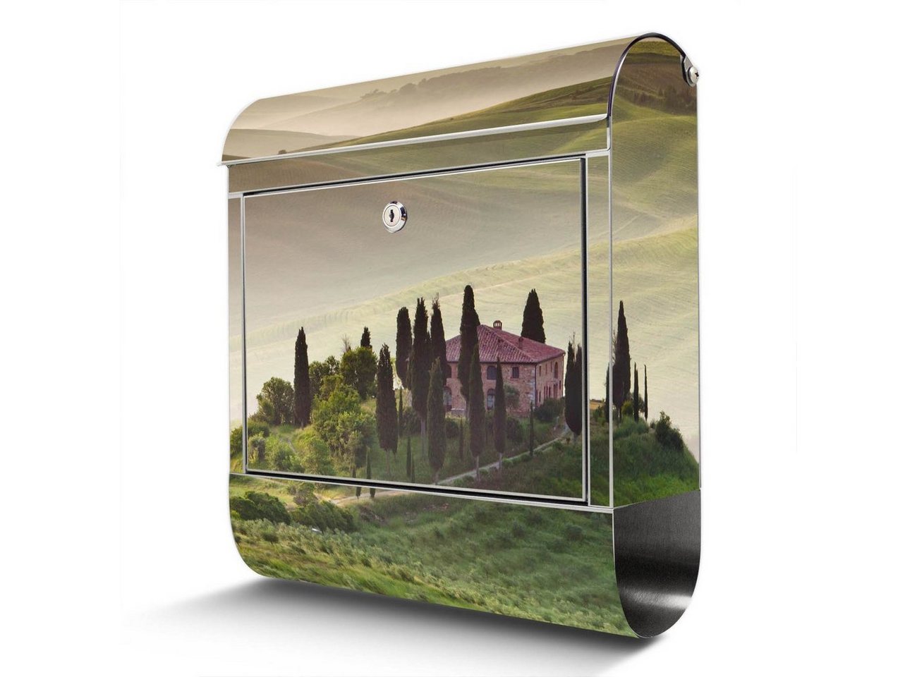 banjado Wandbriefkasten »Edelstahl Toscana« (Wandbriefkasten groß, mit Zeitungsfach), 38 x 42,5 x12cm von banjado