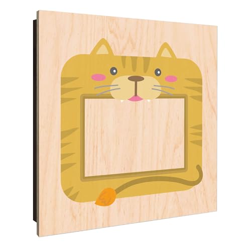 banjado Design Schlüsselkasten Holz für 50 Schlüssel - Schlüsselbox mit bedruckter Holzfront - Korpus schwarz Scharnier Links 30 x 30cm groß - Schlüsselaufbewahrung Motiv Katzen-Fotorahmen von banjado