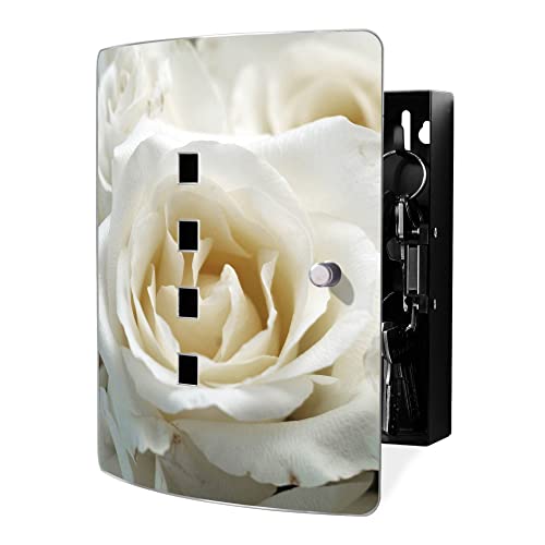 banjado Design Schlüsselkasten aus Edelstahl für 10 Schlüssel/Schlüsselbox zur Schlüsselaufbewahrung 24 x 21,5 x 7cm groß mit praktischem Magnetverschluss/Motiv White Roses banjado Design Schlüsselkasten aus Edelstahl für 10 Schlüssel/Schlüsselbox zur Schlüsselaufbewahrung 24 x 21,5 x 7cm groß mit praktischem Magnetverschluss/Motiv White Roses von banjado