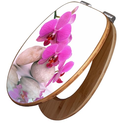 banjado Design WC Sitz Bambus Absenkautomatik 45,8x37,5cm / Toilettendeckel mit Absenkautomatik Holz/hochwertiger Bambus Klodeckel/WC-Sitz für gängigen Toiletten/Motiv Orchidee banjado Design WC Sitz Bambus Absenkautomatik 45,8x37,5cm / Toilettendeckel mit Absenkautomatik Holz/hochwertiger Bambus Klodeckel/WC-Sitz für gängigen Toiletten/Motiv Orchidee von banjado
