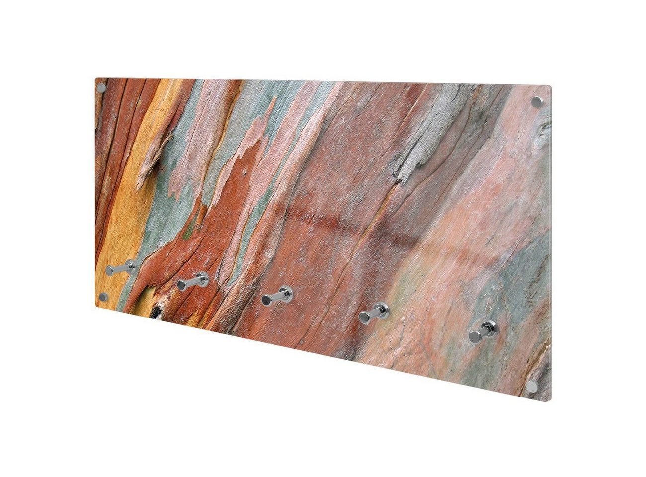 banjado Garderobenleiste Glas Coloured Wood (Wandgarderobe, mit verchromten Haken), inkl. Montagematerial von banjado