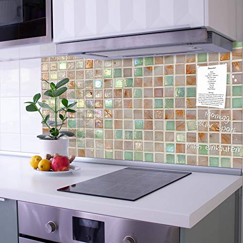 banjado Küchenrückwand Glas ohne Bohren 110x55cm – Glasrückwand Küche mit Motiv Grüne Fliesen/Spritzschutz Küchenrückwand Glas/selbstklebende Küchenrückwand Platte - magnetisch & beschreibbar banjado Küchenrückwand Glas ohne Bohren 110x55cm – Glasrückwand Küche mit Motiv Grüne Fliesen/Spritzschutz Küchenrückwand Glas/selbstklebende Küchenrückwand Platte - magnetisch & beschreibbar von banjado