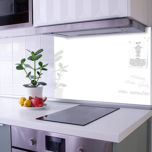 banjado Küchenrückwand Glas ohne Bohren 75x50cm – Glasrückwand Küche mit Motiv weiß/Spritzschutz Küchenrückwand Glas/selbstklebende Küchenrückwand Platte - magnetisch & beschreibbar von banjado