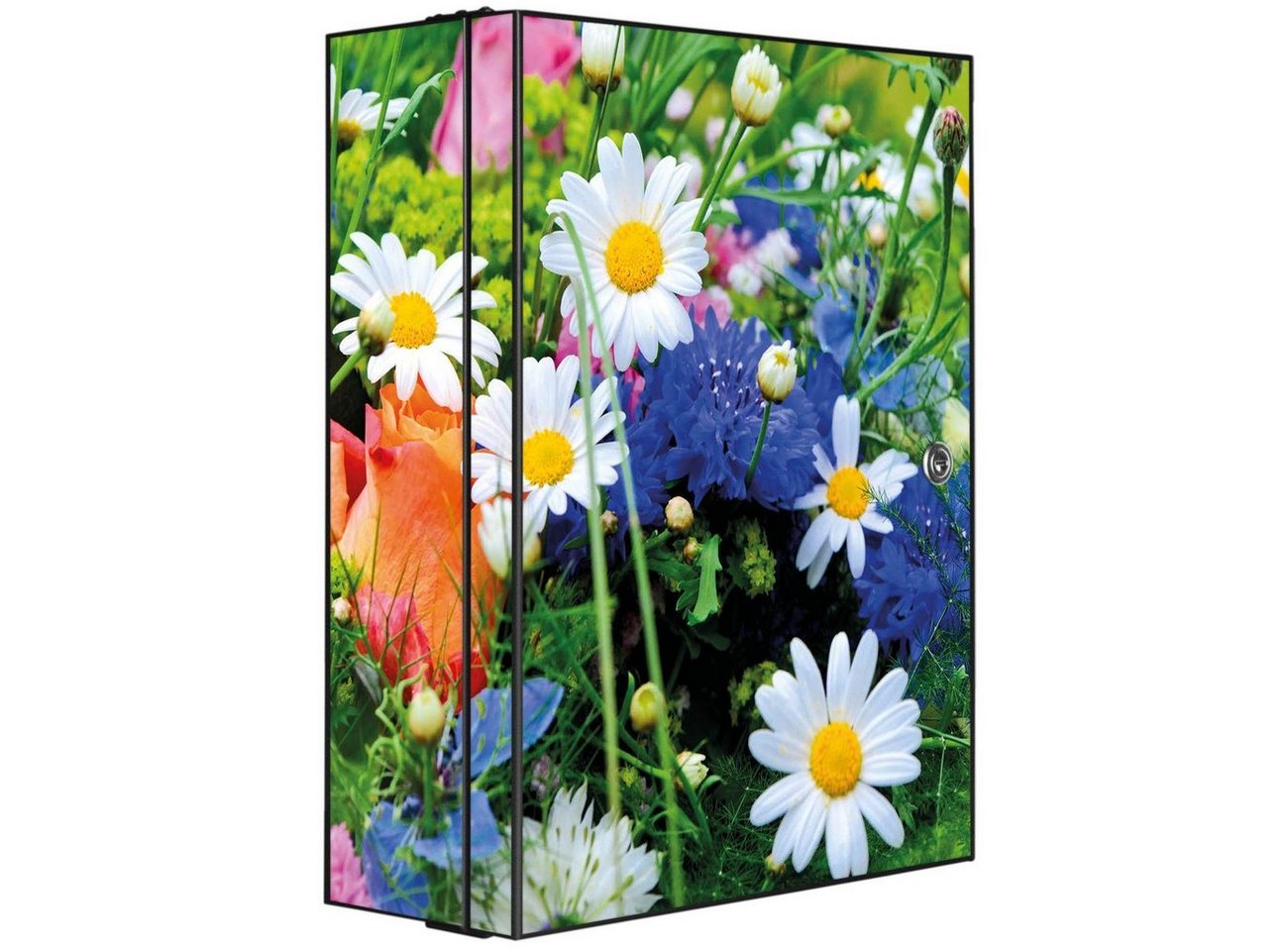 banjado Medizinschrank Stahl Blumenstrauß (abschließbar, 3 große und 2 kleine Fächer) 35 x 46 x 15cm von banjado