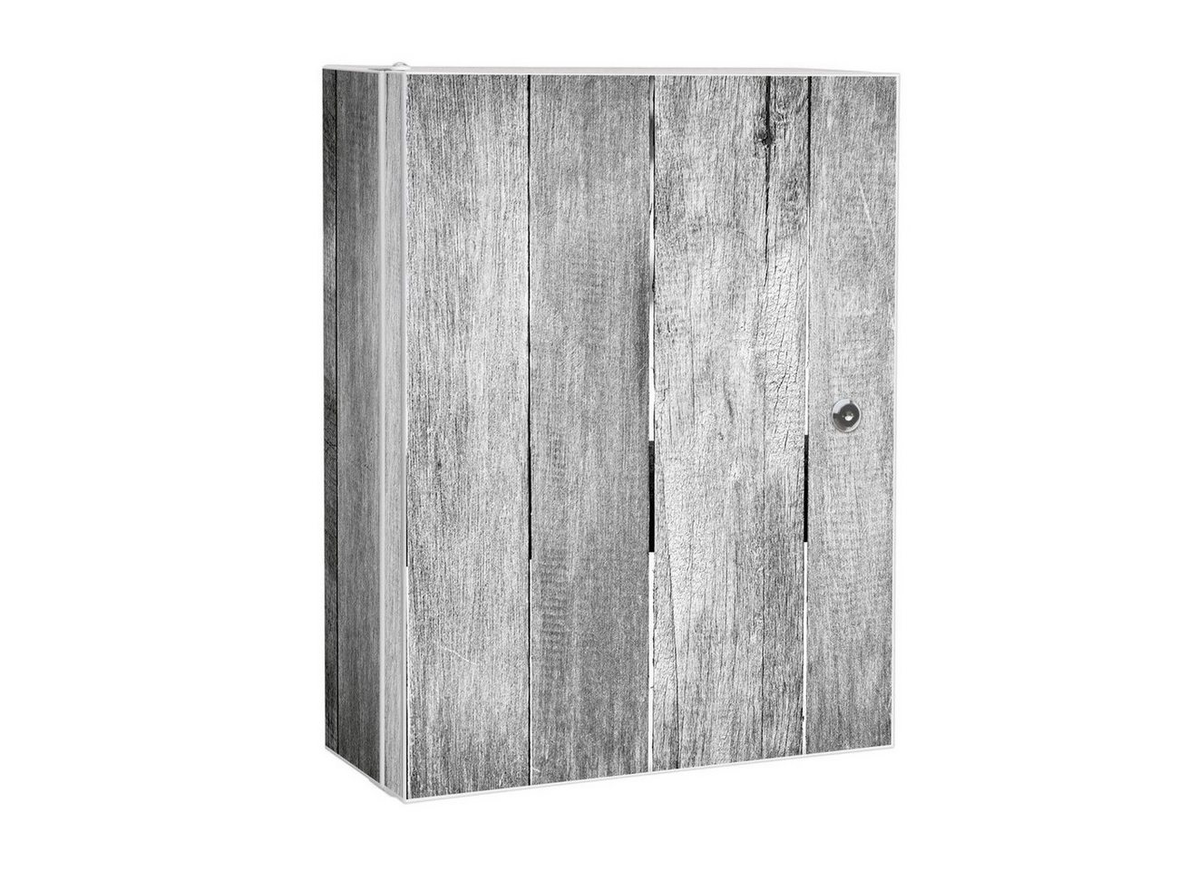 banjado Medizinschrank Stahl Holz Monochrom (abschließbar, 3 große und 2 kleine Fächer) 35 x 46 x 15cm von banjado